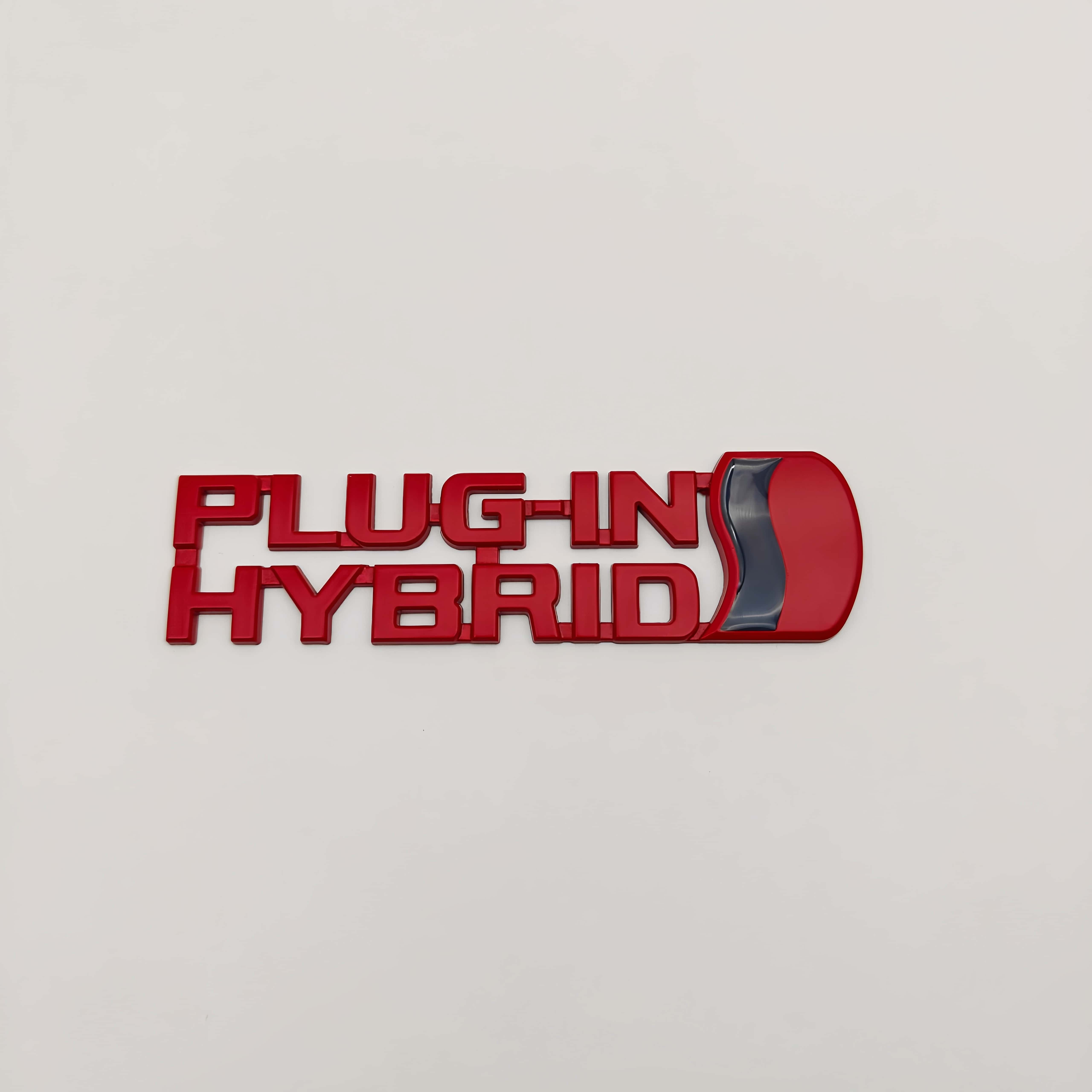 

1pc 3D Metal PLUGIN HYBRID Emblem Decal Side Fender Rear Trunk Badge Sticker for All Cars червоний