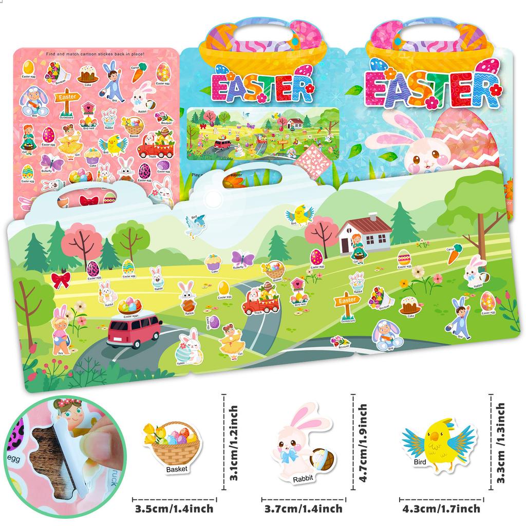 Children'S Early Childhood Education Focus Book Without Cutting Can Be Repeatedly Pasted With Do-It-Yourself Easter Bunny Jelly Sticker Book
