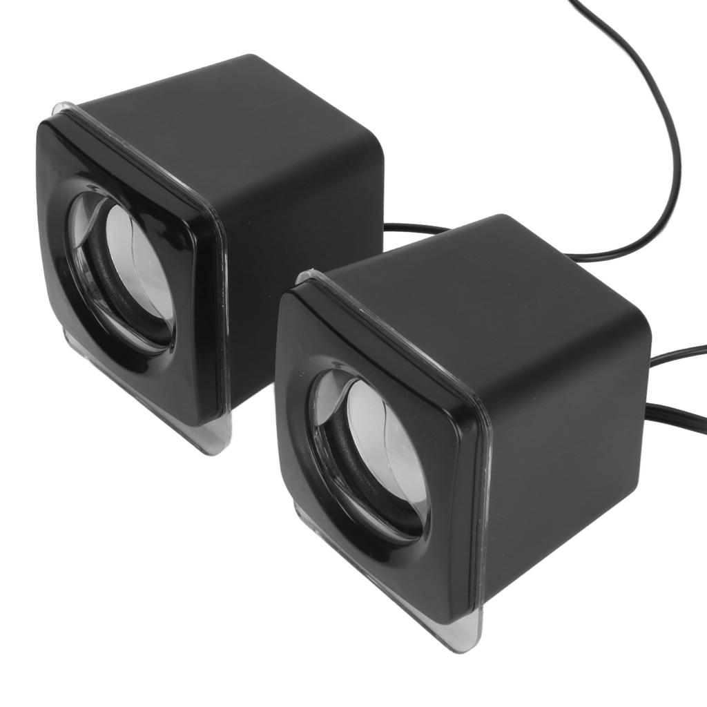 1 Pair Mini USB2.0 Speaker Computer Laptop Desktop Wired Stereo Music Speaker Black