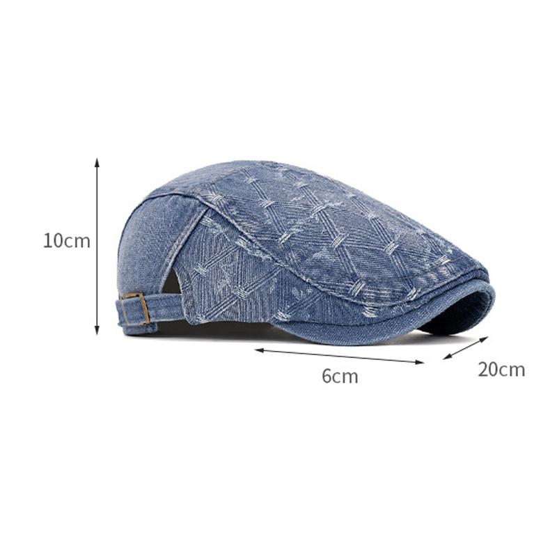 Denim Forward Hat Men's Spring Summer British Cap Jacquard Beret Women's Newsboy Hat Peaked Cap
