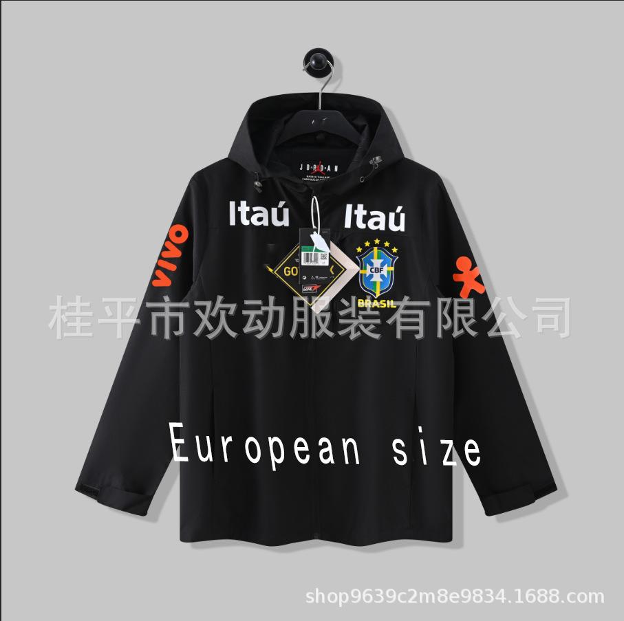 Cross-border Football Jersey Brazil Team Neymar Same Jacket Windproof and Waterproof Men's and Women's Thin Sports Winter Jacket