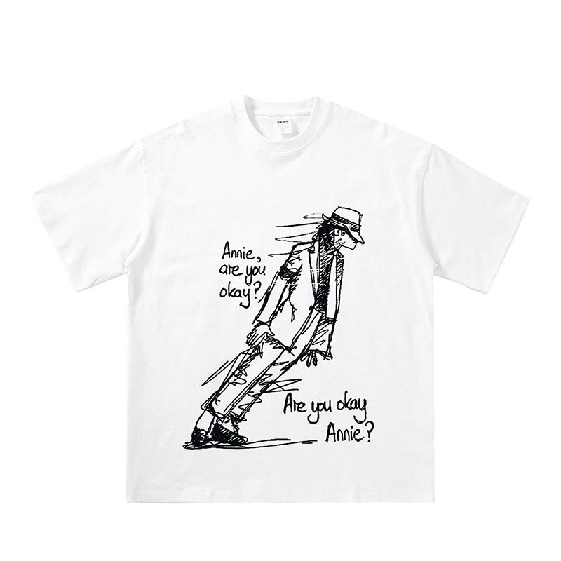 Retro-Print Kurzarm Michael Jackson Herren Damen Sommer T-Shirt Kind Junge Mädchen Oberteil Erwachsene Kinder Eltern-Kind Baumwoll-T-Shirt