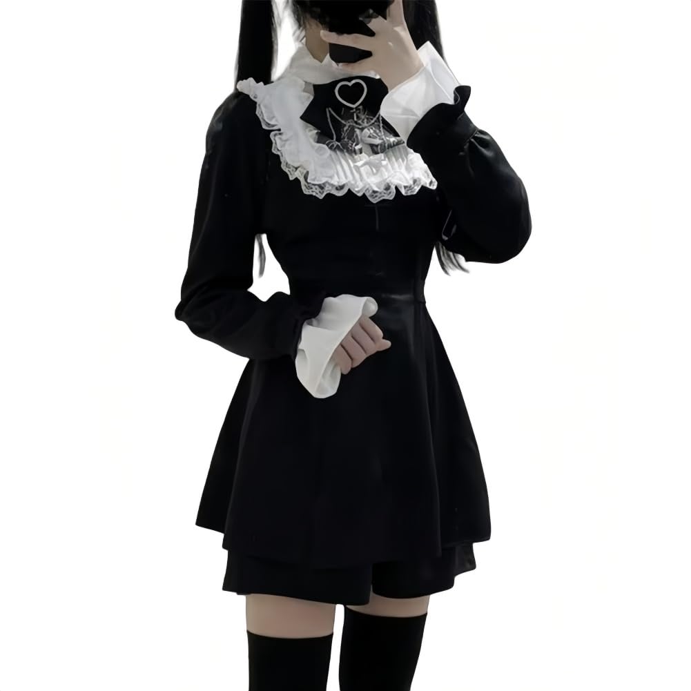 Lolita Sickly Perfect for School and Fall [EDREES] Women's Dress, Cute, Set, Stand-Up Collar, Above-the-Knee, High-Waisted, A-Line, Princess-Style,