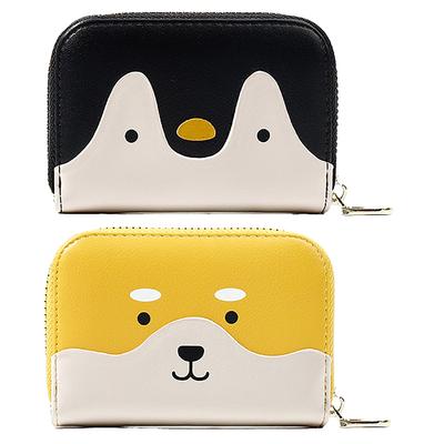 DAIVARNING Penguin and Shiba Inu Mini Wallet Card Large Credit Card Set of 2 Cases, Capacity, Accordion-Style Storage,