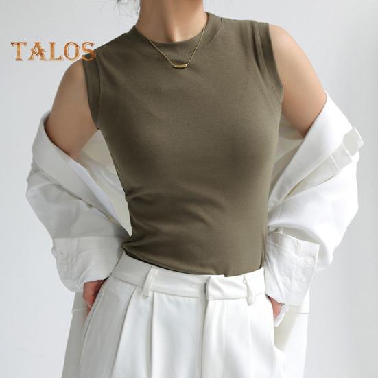 Women's Tank Top Sleeveless Cotton High Neck Crop Top Ribbed Slim Fit Basic Shirt Spring Summer Casual Outfit