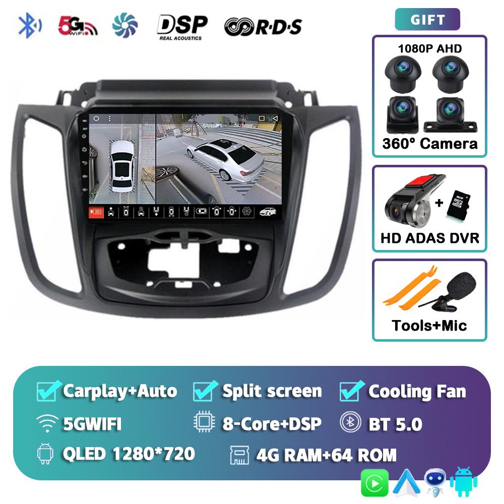 Android 14 Car Radio For Ford Kuga 2 Escape 3 2012 2013 2014 2015 2016 2017 -2019 Stereo Multimedia Player 2din Carplay Auto DSP