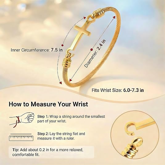 Hot Selling Thread Bracelet Faith Christian Gold Plated Cross Bracelet Inspirational Stainless Steel Women Jewelry for Gift