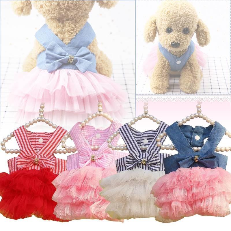 Cute Summer Pink And White Striped Pet Dress For Small Dogs And Cats