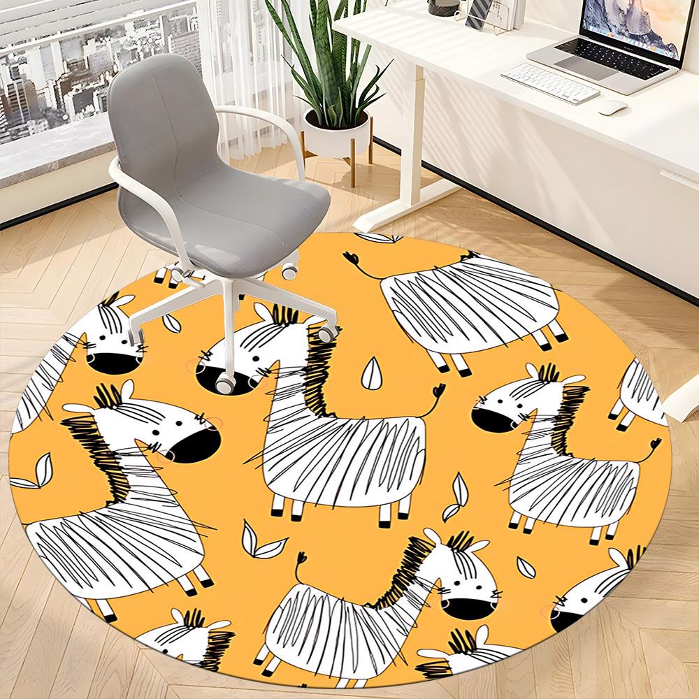 1pc Zebra Pattern Office Round Area Rug, Indoor Mat Suitable For Office, Under Office Chairs Bedroom Living Room Home Decor, Room Deco177