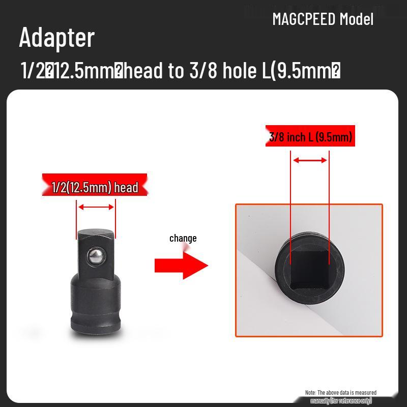 Austauschbarer pneumatischer Schlagschrauber mit Steckkopf und Reduzieradapter, passend für Größen 1/4, 3/8, 1/2 (Klein, Mittel, Groß).