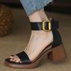 Fashion 2025 sandalias de mujer Women Sandals Low Heels Basic Genuine Leather Office Ladies Casual Outdoor Shoes Woman Concise