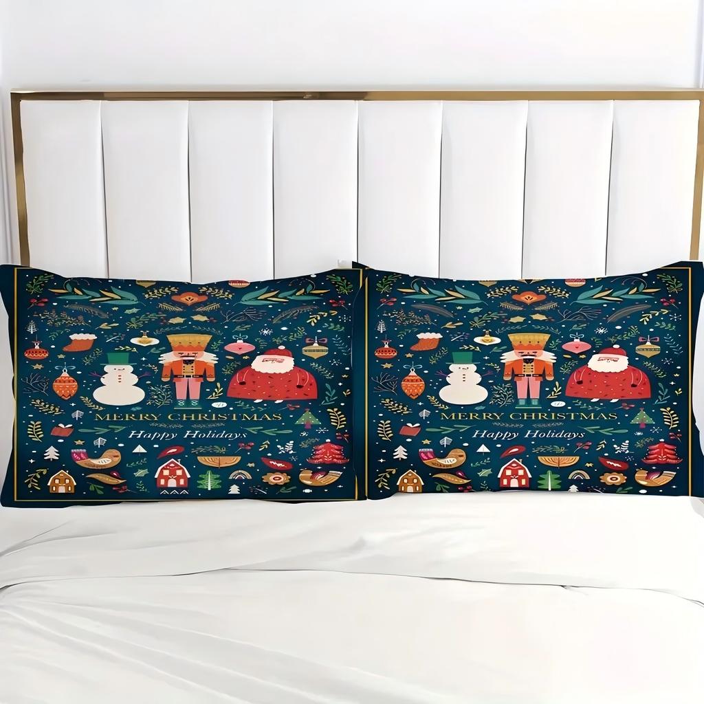 Snowman Santa Claus Christmas Tree 3D Printed Duvet Cover Christmas Style Bedding Set Soft Comfortable Quilt Cover Pillowcases