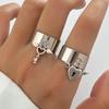 Angel Wings Key Lock Ring Wide Couple Couple Rings Gift Men Women Friends Accessories 2 Piece Set Silver Elegant Ring