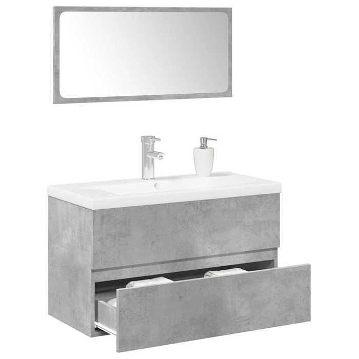 VidaXL Ensemble de meubles de salle de bain 3 pcs gris béton, armoire de salle de bain, meuble de salle de bain, meuble de 3324912