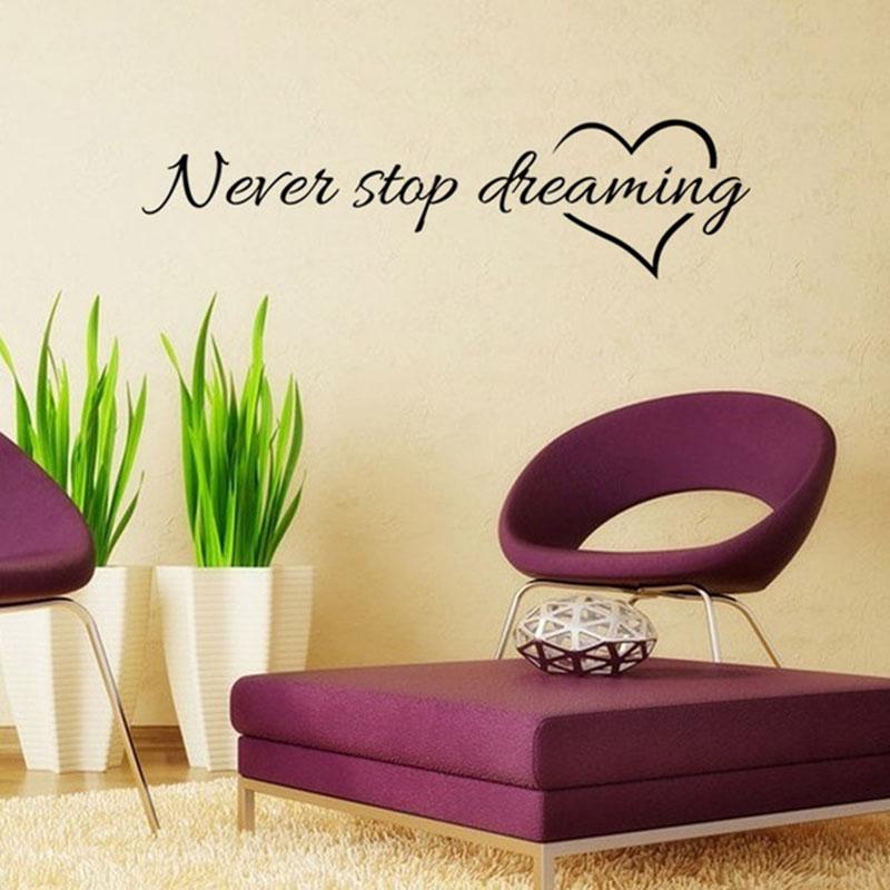 Never Stop Dreaming Wall Stickers Room Quotes Home Decor DIY Art Wall Decal LP Never Stop Dreaming Wall Stickers Room Quotes Home Decor DIY Art Wall Decal LP