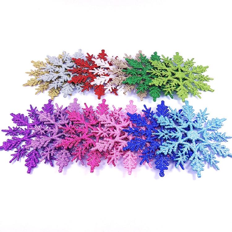 Christmas Snowflake Pendant 24pcs/set Glitter Plastic Tree Window Wall Decor