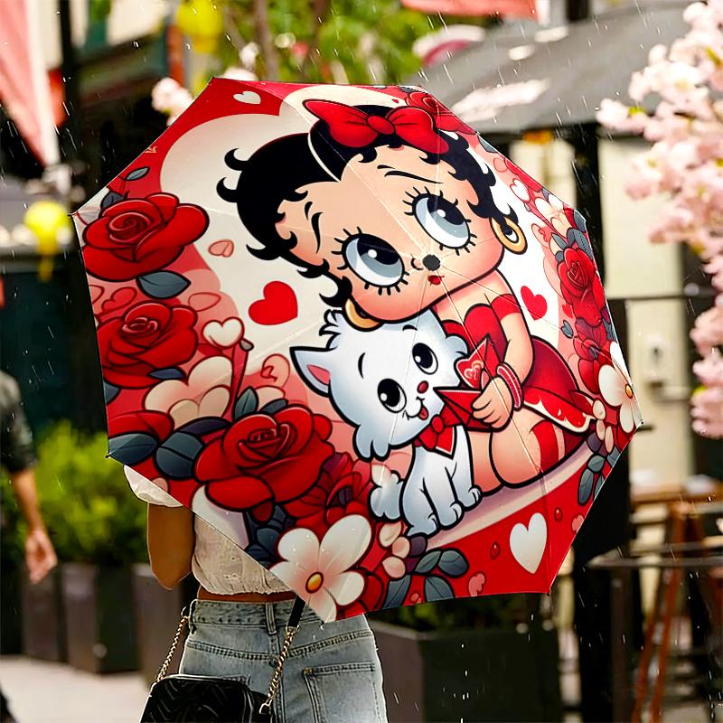 Betty Boop Print Umbrella Automatic Opening/ Closing - Portable Foldable Design - Daily use for Travel/Outdoor - Gift for Birthday