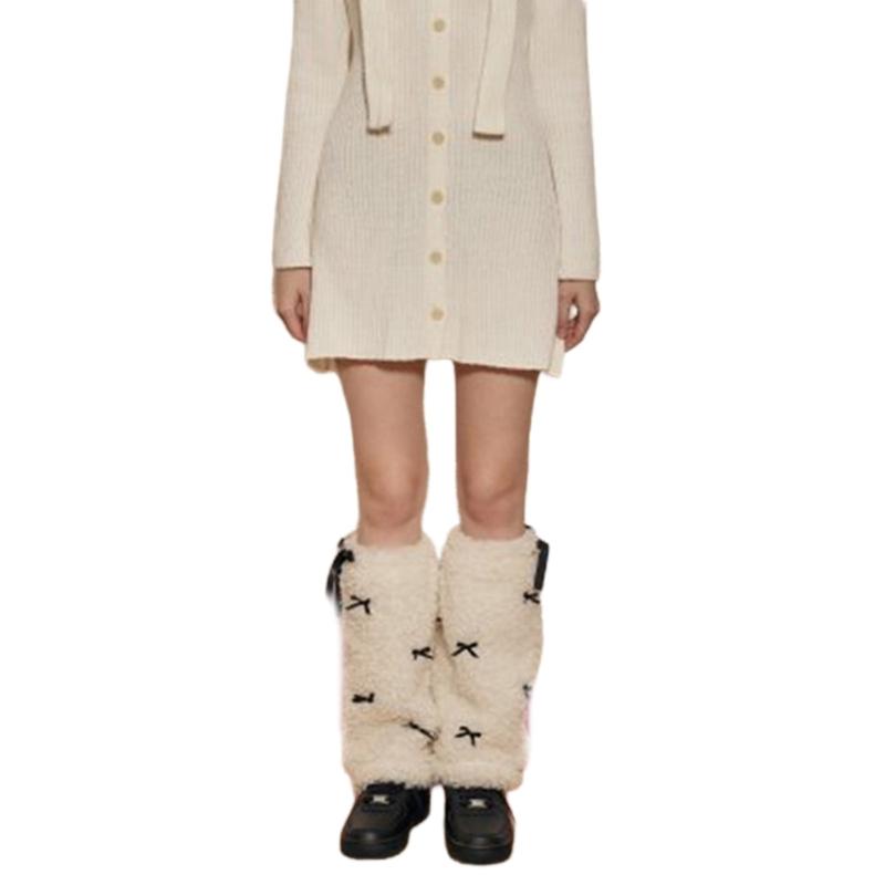 Fuzzy Faux Furs Leg Warmers Furs Heels Long Boots Cuffs Cover Has Elastic One Pair Carnivals Boot Cover Y2K JK Uniform
