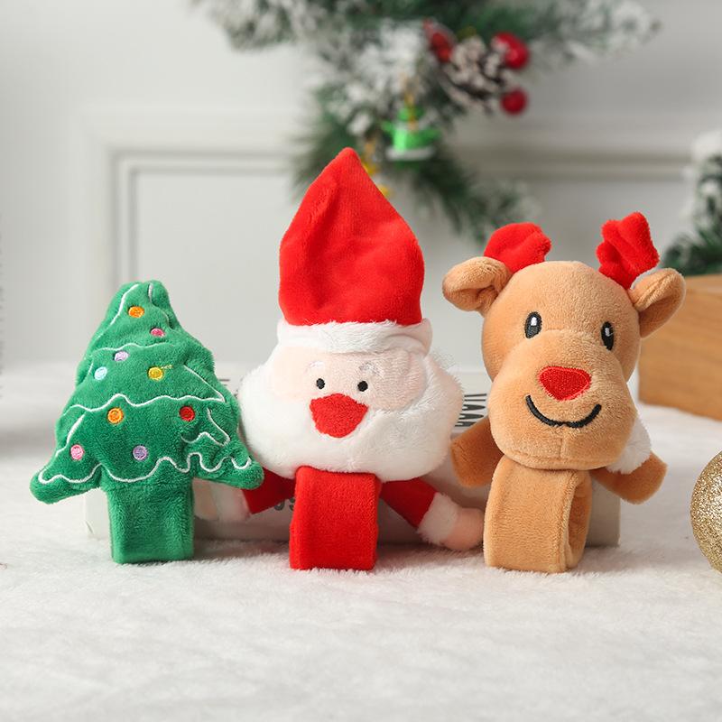 Creative Christmas Children's Gift Glowing Santa Claus Snowman Pat Circle Bracelet Christmas Gift Snap Circle