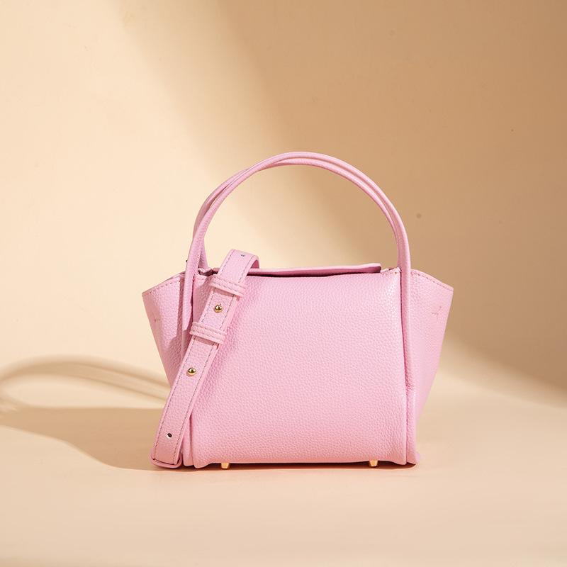 New handbag with embroidery, bucket-shaped crossbody bag, casual, simple, fashionable, trendy, versatile, lychee-patterned women s bag розовый