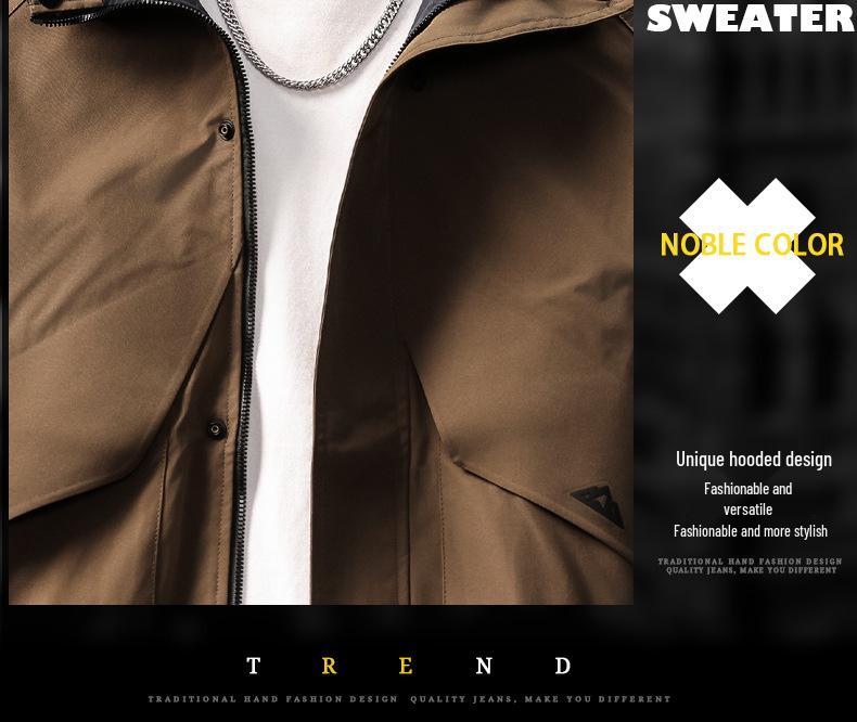 Premium Men's Outdoor Hooded Windbreaker - Functional, Durable, Autumn/Winter Jacket with Loose Fit and Three-Proof Technology