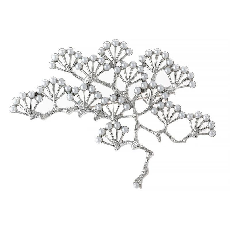 High -End Exquisite Full Pearl Ancient Pine Brooch Alloy Ladies Flower Exquisite Badge Brooch