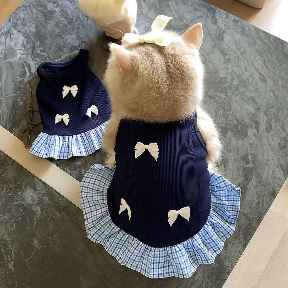 Thin Pet Strap Dress Korean Style Cat Bow Dress Cute Pet Summer Clothes  for Puppy Cats