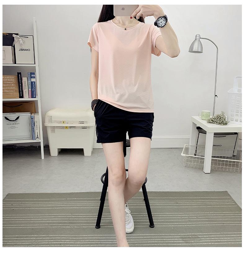 Couples' Quick-Dry Ice Silk T-Shirt - Breathable, Solid Color, Three Stripes, Round Neck, Perfect for Outdoor Running and Sports