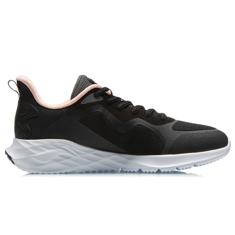Li Ning Casual Cushioning Reflective Abrasion Resistant Slip Resistant Low Top Running Shoes Women's Gray Black ARSR046-3