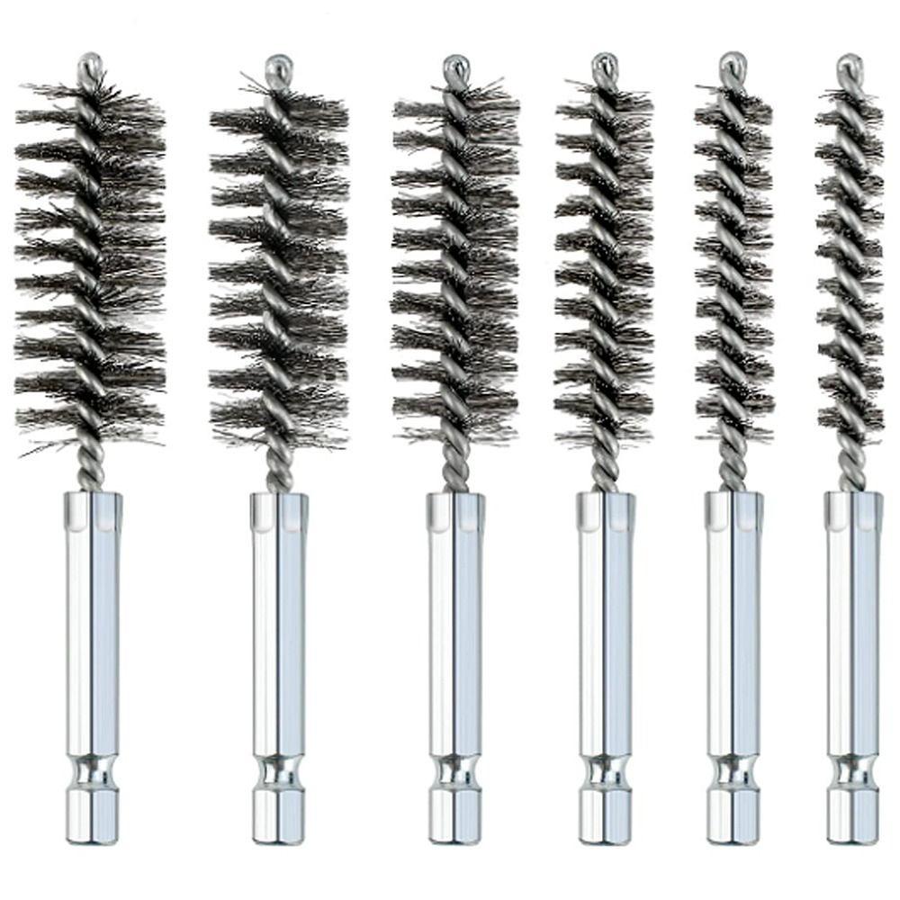 6Pcs Different Sizes Stainless Steel Bore Brush 4'' Long Bristles Wire Brush  Rust, Cleaning Tubes