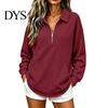 Casual Waffle Sweatshirt Women Half-zip Sweatshirt, Long Sleeve Pullover Top with Kangaroo Comfortable Pockets Pocket, Loose Fit Lapel for Fall Winter