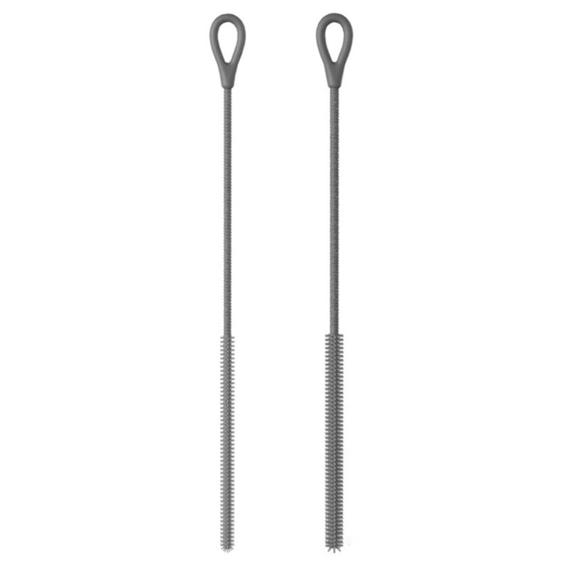 2Pcs Silicones Straw Cleaning Brush Set with Bendable Steel Safe