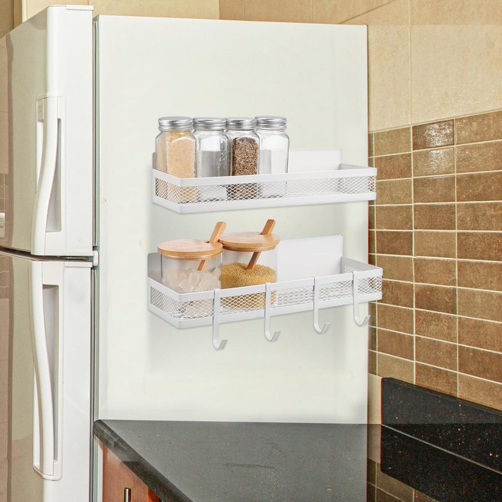 DOITOOL Bathroom Magnetic Bath 2 Bath with Storage No Drilling Set of Rack, Storage, Drainer, Tier, Rack, Hooks, Bathroom, Washroom, Kitchen, Rack,