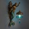 Mermaid Wall Lamp, Vintage Style Retro Antique Mermaid Wall Sconce, Frosted Glass Lantern Night Light for Bedroom, Living Room, Bathroom