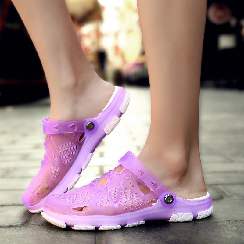 

2025 summer new couple sandals casual beach hole shoes non-slip jelly shoes garden sandals one piece 2025 35 фиолетовый