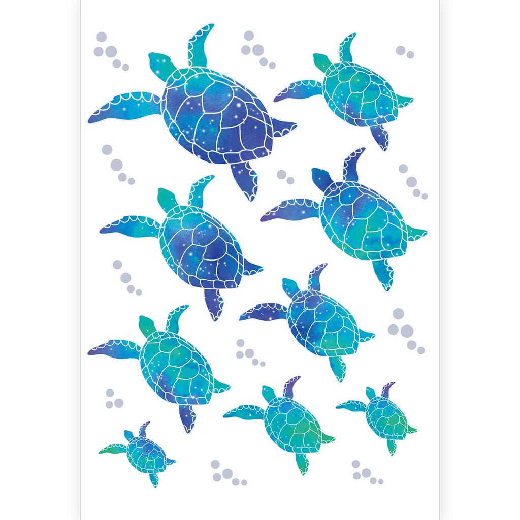 1 Sheet Sea Turtle Wall Stickers,Vinyl Underwater Ocean Waterproof Wall Decals for Home Office