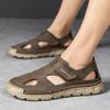 Yearcon Men's Breathable Leather Beach & Driving Sandals