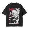 NieR Automata 2B Manga Styl Prané Trička Streetwear Nadměrná Unisex Páry Prané Retro Móda vysoká kvalita Klasické měkké