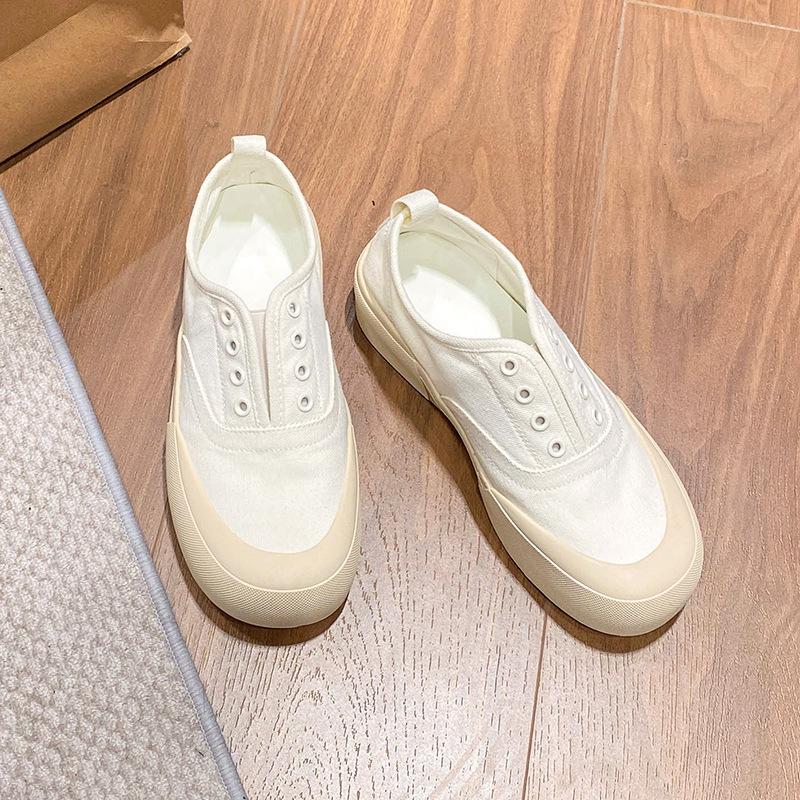 Canvas shoes women's 2025 new spring one-pedal lazy single shoes platform-soled casual women's shoes versatile board shoes