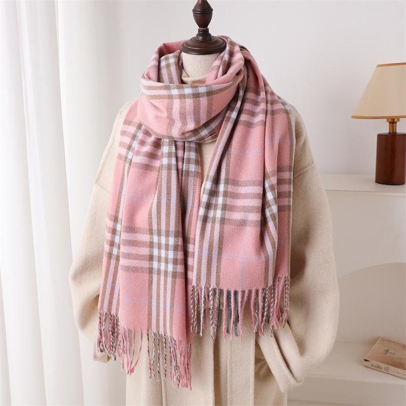 British Style Pattern Autumn And Winter Warm Scarf Women'S Shawl Fashion Versatile Commuter Fringed Imitation Cashmere Scarf