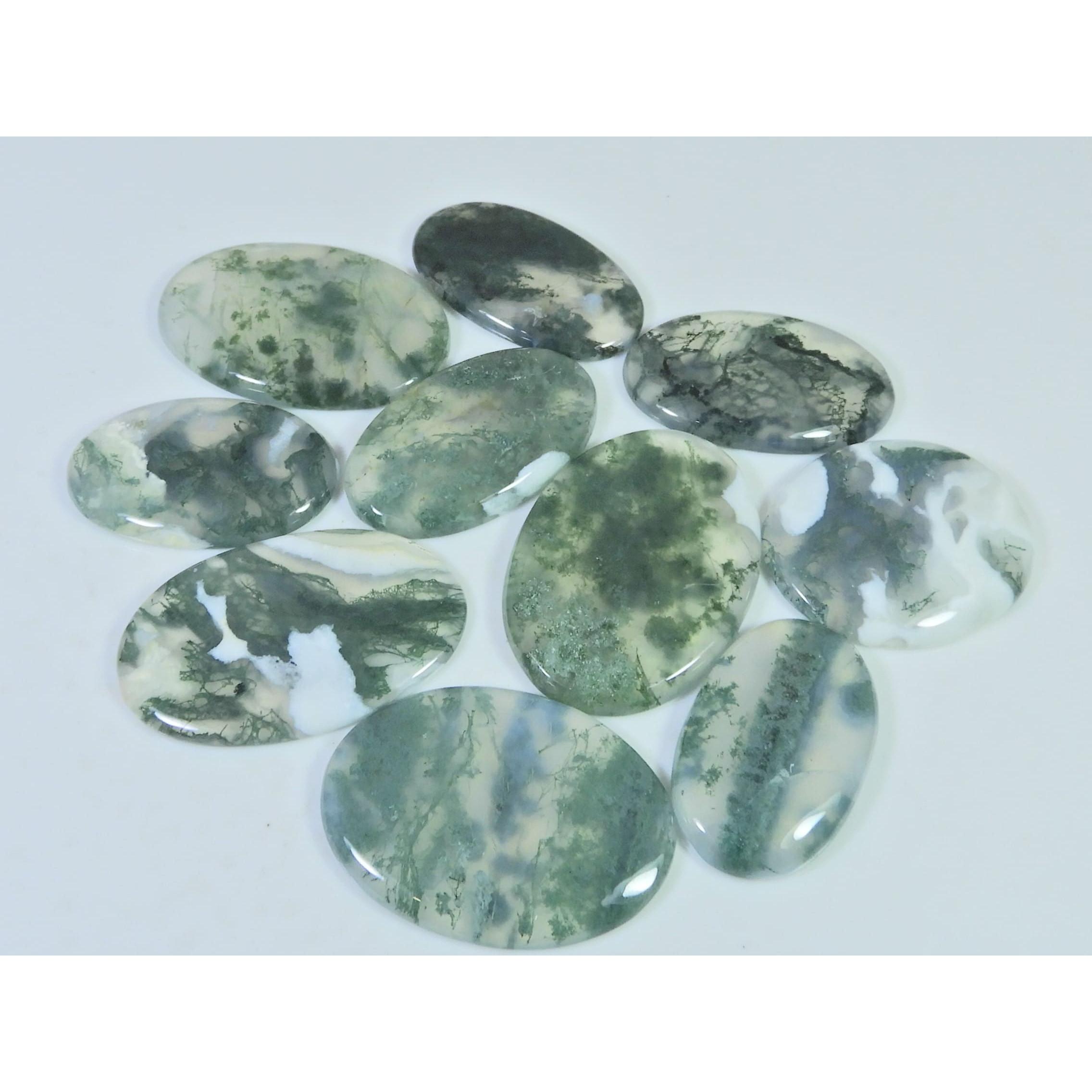 275Cts. Natural Moss Agate Opal Oval Cabachon Loose Gemstone 10 Pcs Lot C-2654