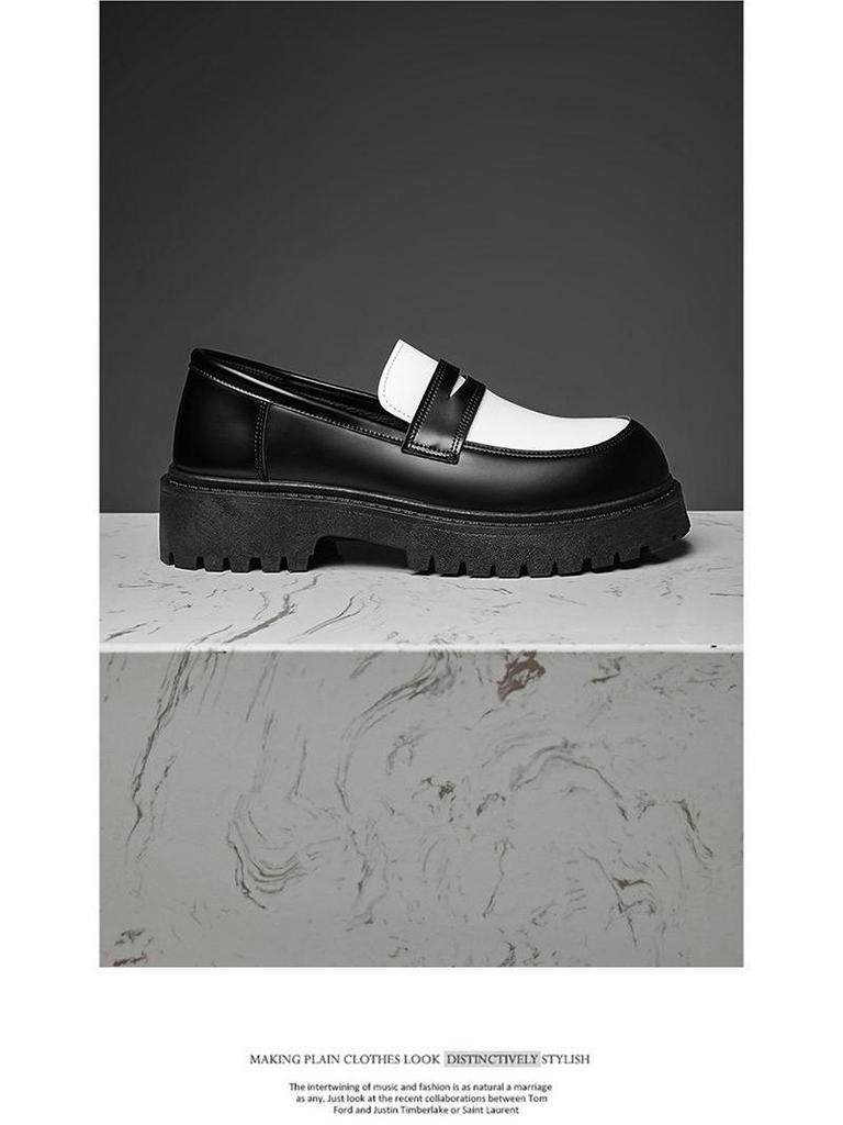 Men's Retro Leather Derby Shoes - Autumn Casual, British Style, Height Increasing, Wear-Resistant, Thick Sole Fashion.