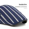 Striped Newsboy Cap for Men Casual Flat Beret Adjustable Dad Hat