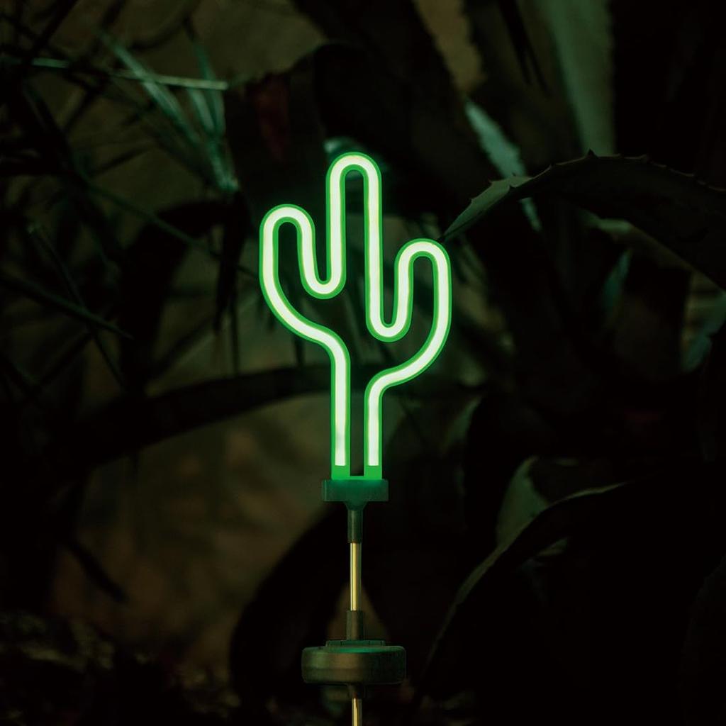 Dulton Solar Neon Light Cactus Easygoing and Lively Neon Sign Garden Exterior Lighting Height 745mm Width 142mm Depth 12mm NB-0543CT