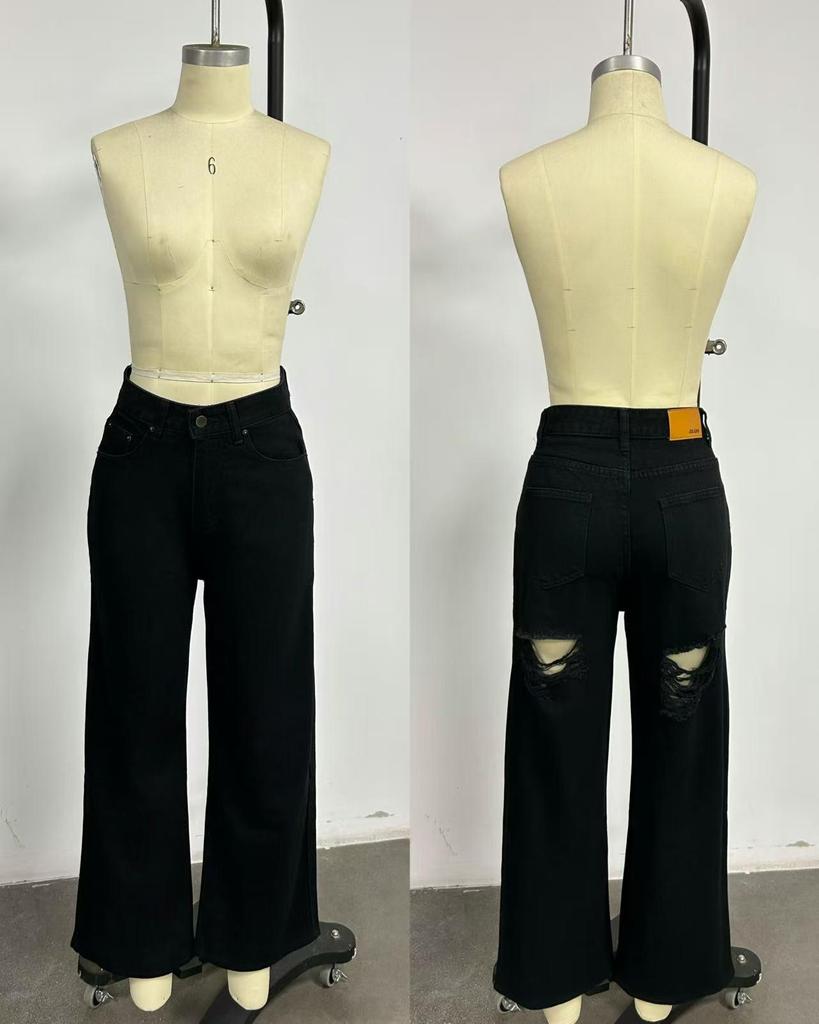 High-Waisted Ripped Slim-Fit Fashion Jeans for Women