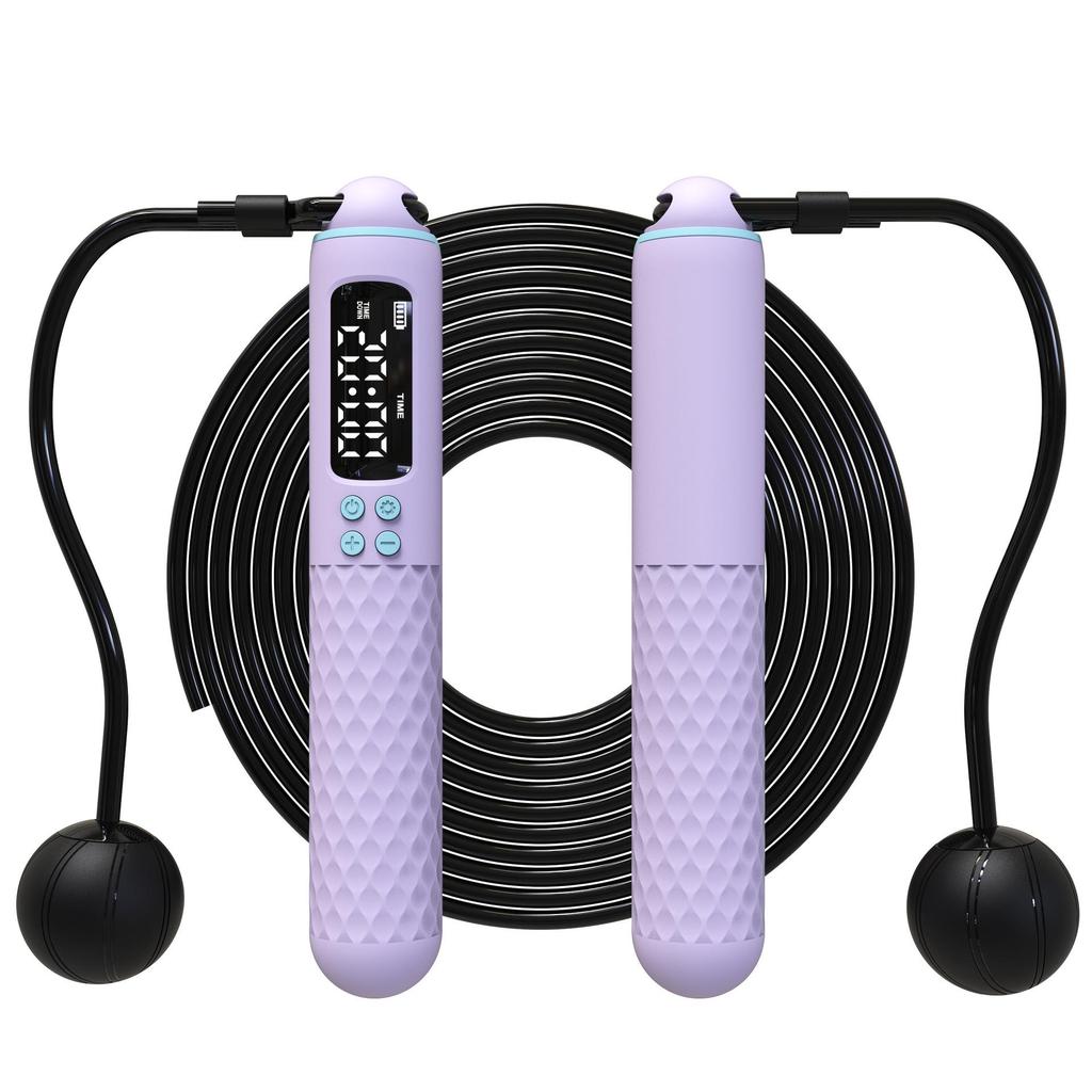 Rechargeable Smart Counting Jump Rope: Weighted, Cordless, Fitness Steel Wire, with English Display