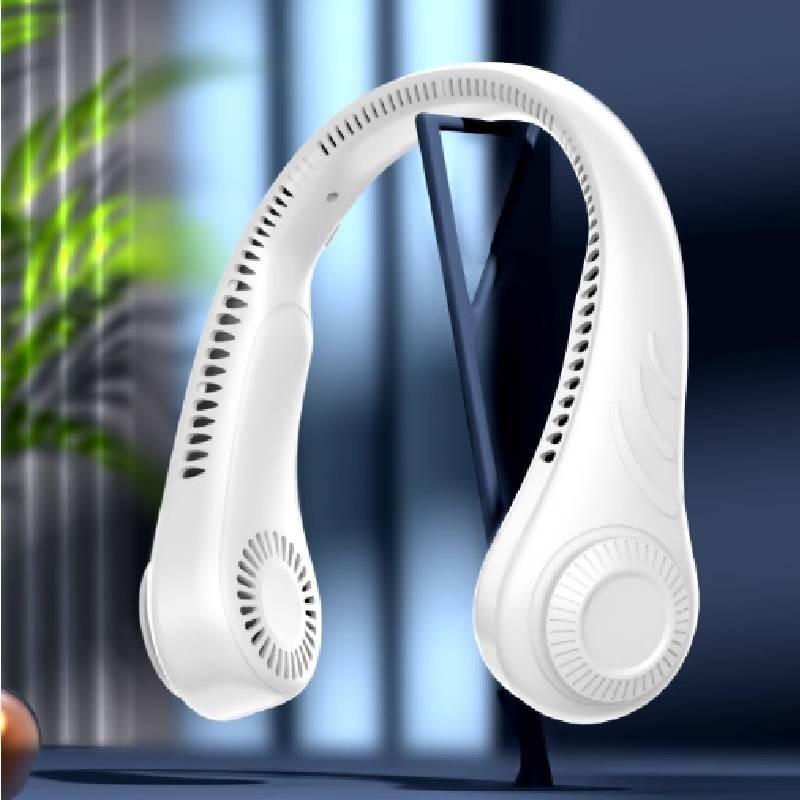Portable Hanging Neck Fan Usb Rechargeable Brushless Motor White Low Noise