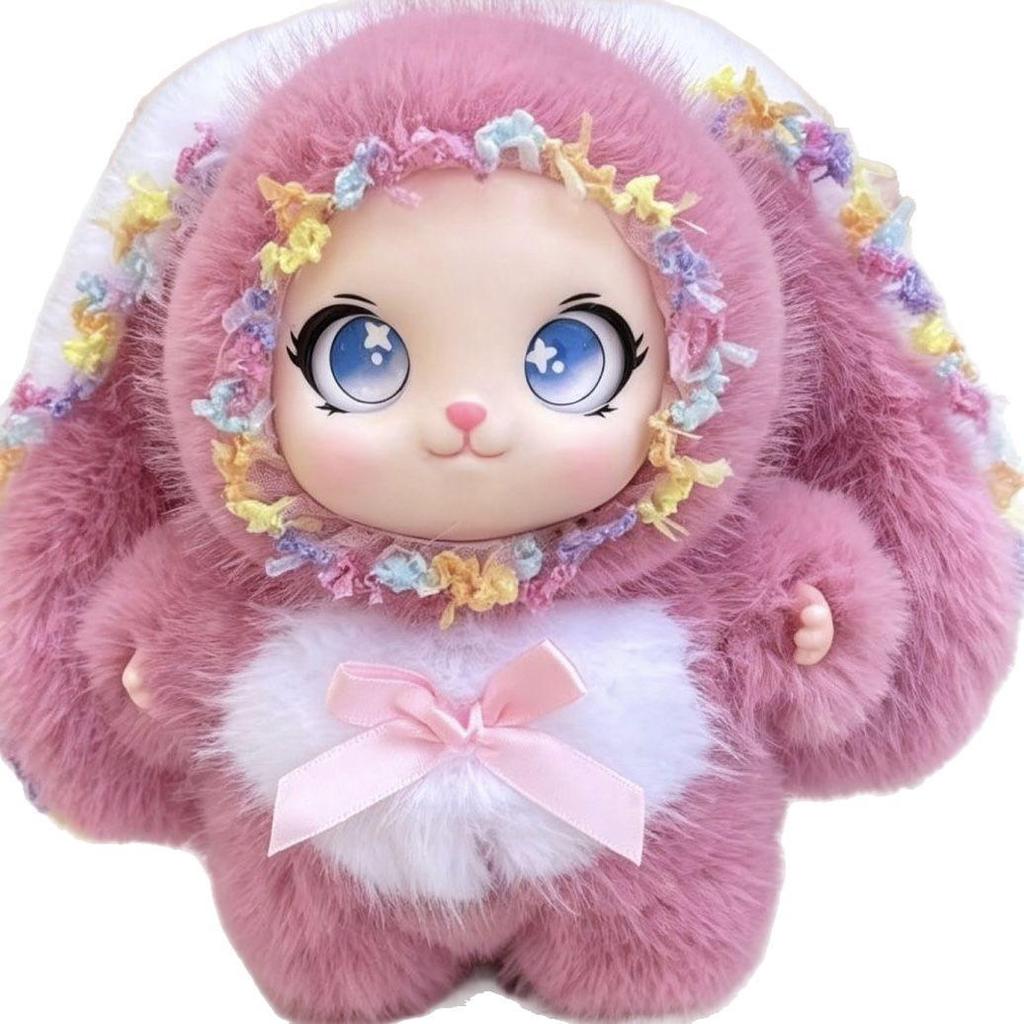Sweet Pink Long-Eared Lolita Rabbit Plush Doll Pendant - Girly Heart Healing Series