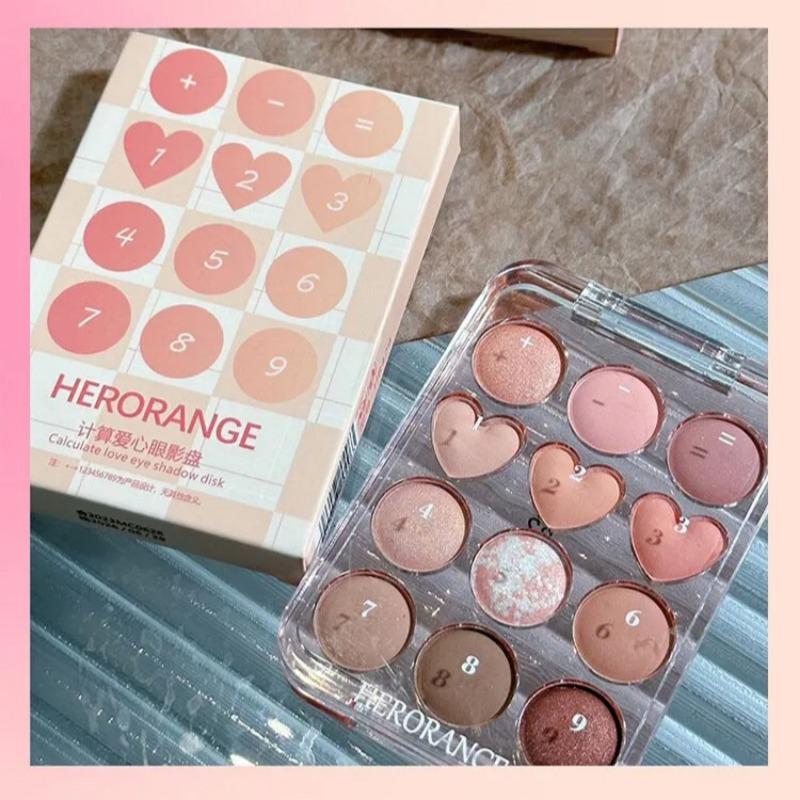 Calculator Love Eyeshadow Palette 12 Colors Matte Pearlescent Glitter Non-Flying Powder Earth Color Eyeshadow