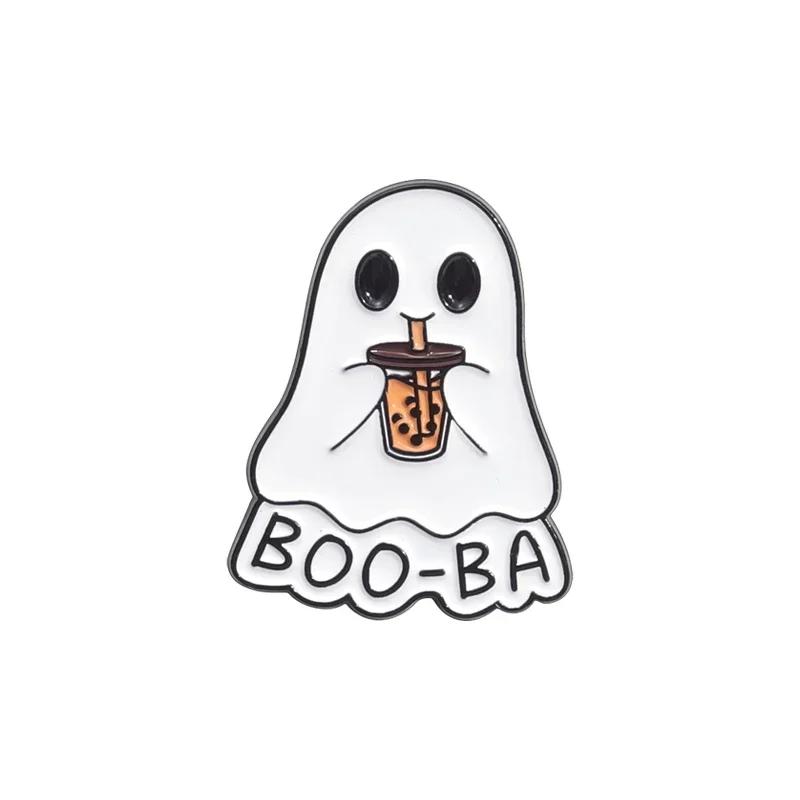 Halloween Punk Ghost Collected Enamel Pin Custom Spooky Boo With Black Cat Brooches Clothes Lapel Badge Jewelry Gift for Friends